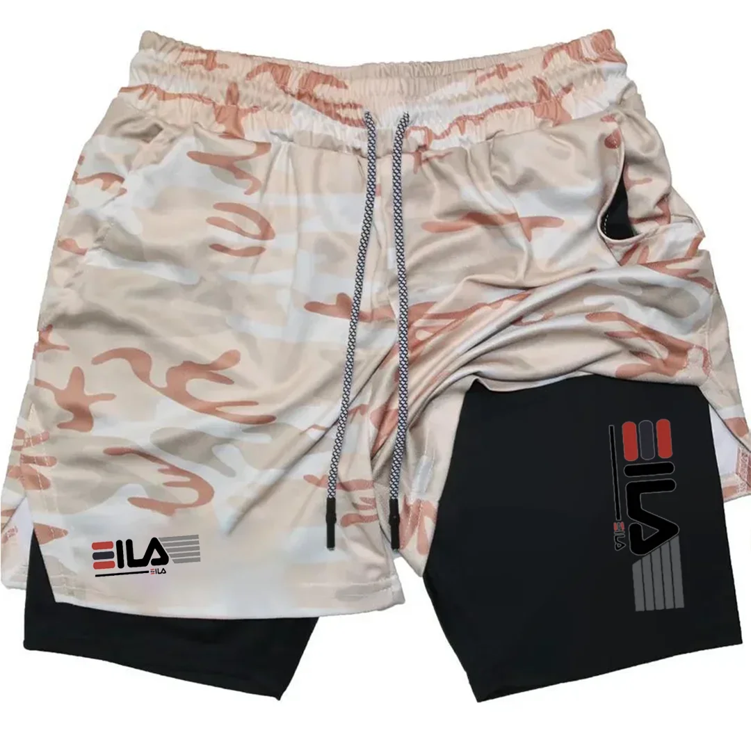 

Мужские двухслойные спортивные шорты «два в одном», шорты для бега и фитнеса в тренажерном зале, летние модные повседневные шорты