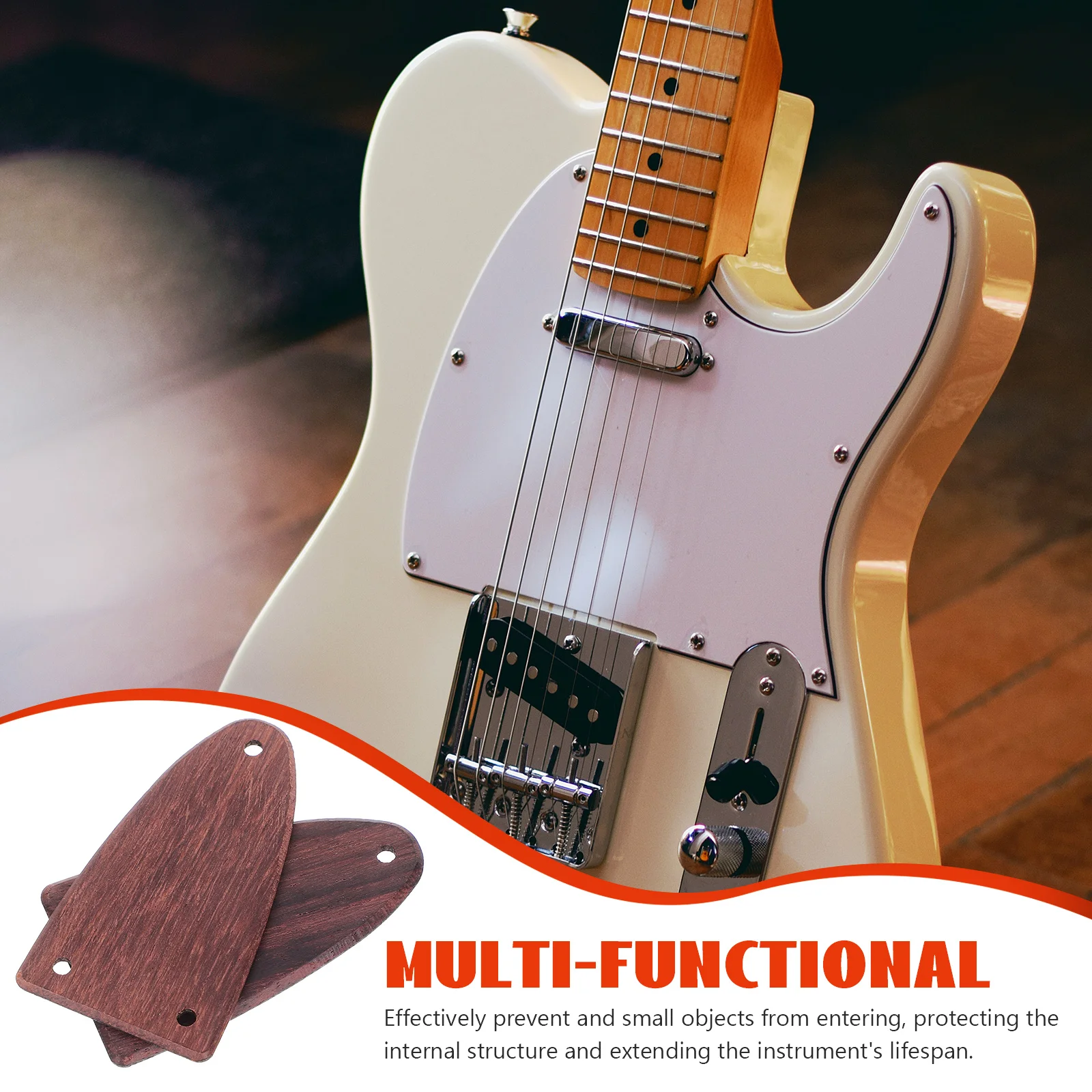 2 قطعة الخشب الصلب الغيتار الكهربائي الجمالون قضيب يغطي 3 ثقوب ل باس القيثارة استبدال أجزاء الغيتار اكسسوارات أداة #6