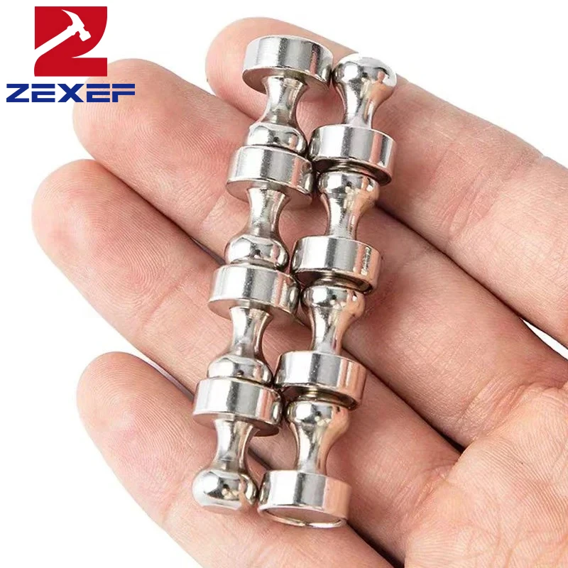 ZEXEF 3-12Pcs Metal Magnetic Pins Neodymium Magnetic Thumbtacks for Whiteboard Cone Strong Magnets Fridge  Home Storage Tools