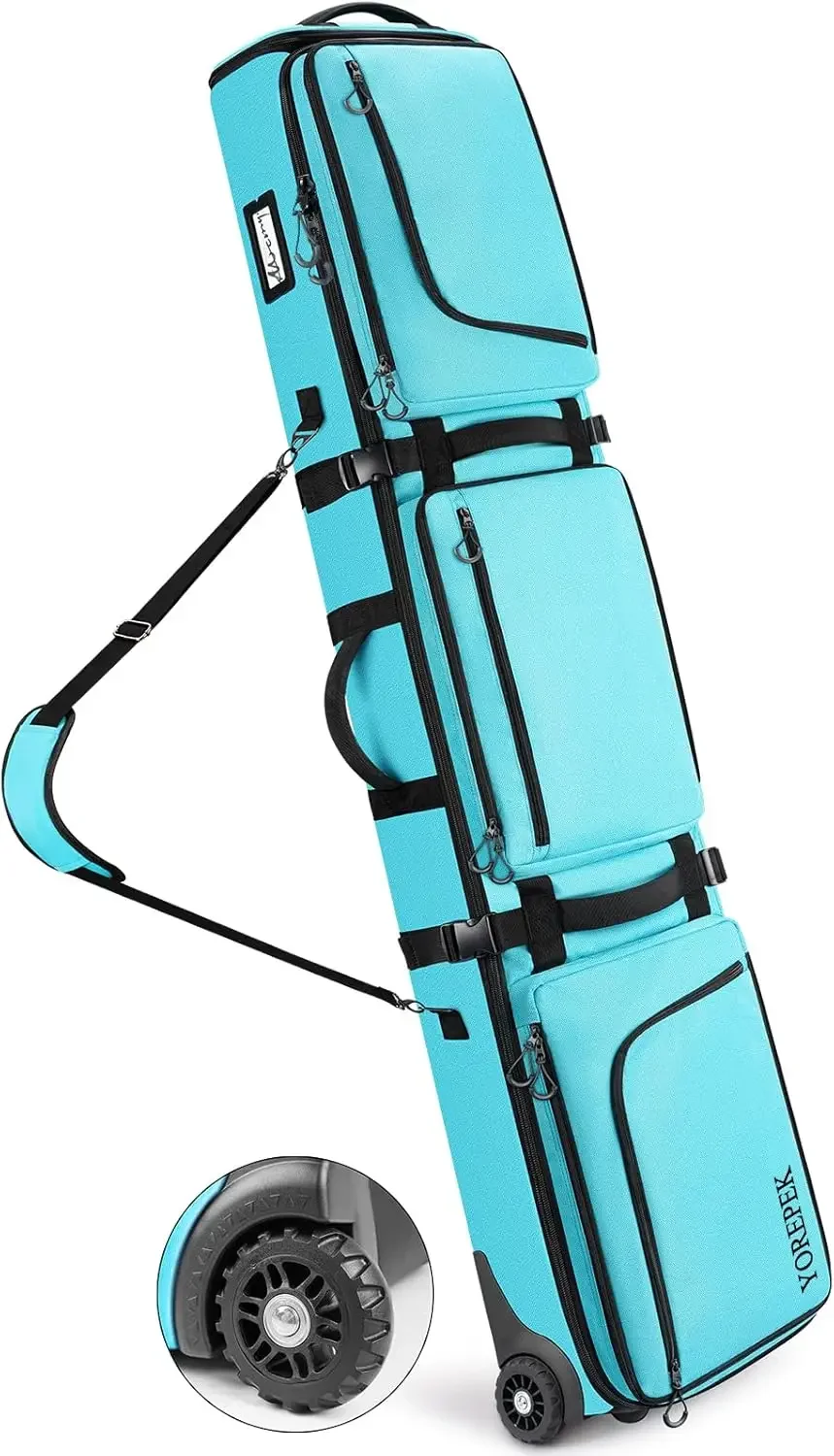 Gepolsterte Snowboardtasche mit Rollen, ausziehbare Skitaschen für Luftreisen, Länge bis zu 175 cm, wasserabweisender Snowboard-Rucksack mit