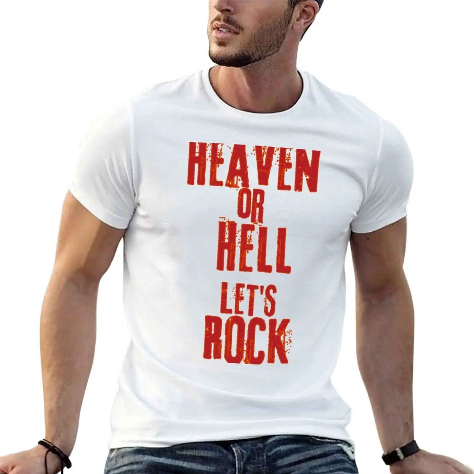 

Heaven or Hell Let's Rock T-Shirt t shirt man designer man t shirt cotton T-Shirt