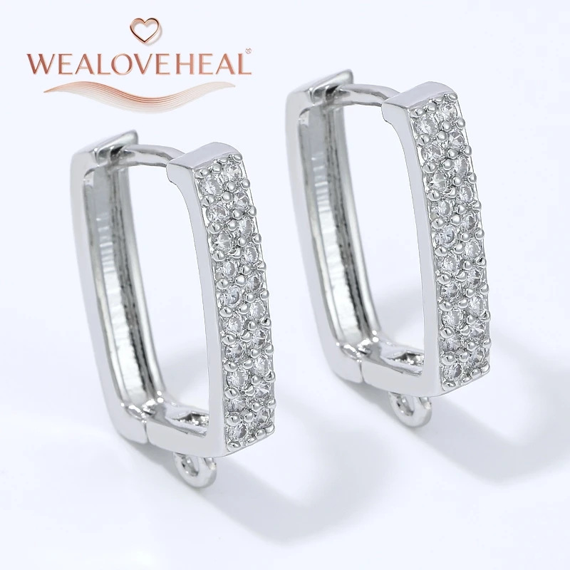 schmuckherstellung zubehör, 18K Vergoldete Messing Quadratische Huggie Hoop Ohrringe mit Mikro-Pavé Zirkonia und Schlaufe für DIY Hängeohrringe ​ Schmuckherstellungszubehör – Detail 20