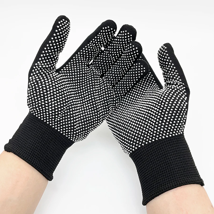 12 Pairs Safety Work Gloves Nylon PVC Non-Slip Palm Light Breathable Wear-Resistant Construction Good Grip Protective Workshop