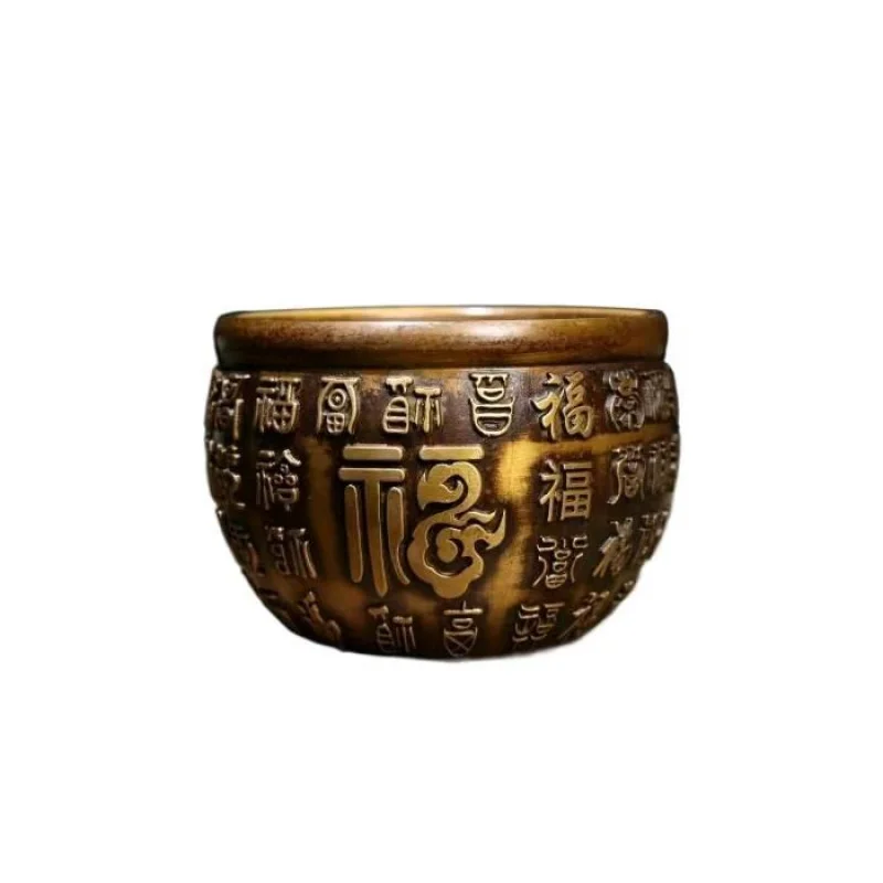 

Pure Copper Hundred Blessings Jar Treasure Bowl Rice Jar Incense Burner Ashtray Copper Jar Living Room Office Treasure Decoratio