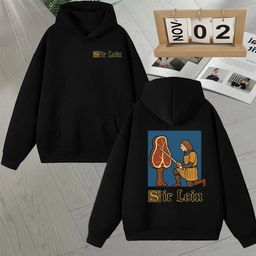 

New In Sirloin Knight Meme Harajuku Sweatshirt Men Women Long sleeve Autumn Winter Fleece Hoodie Autumn Winter Unisex Pullover