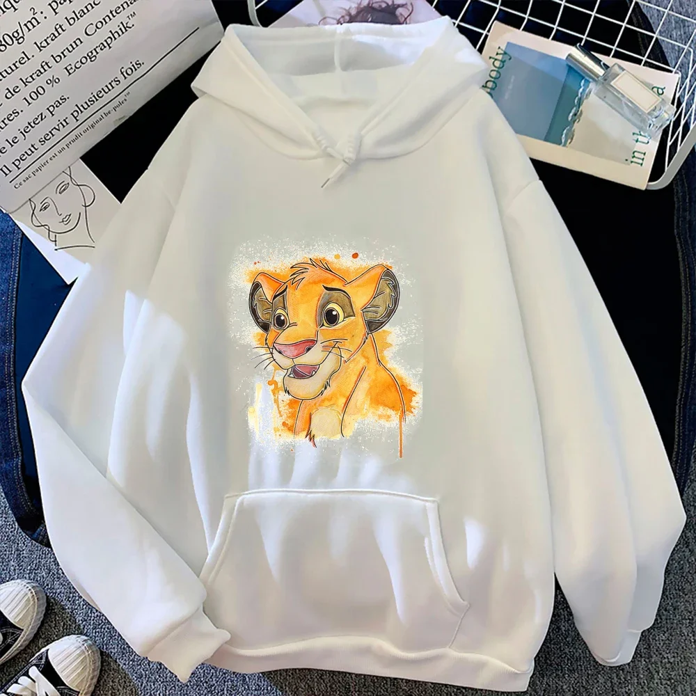 Disney Hoodies Womens The Lion King Simba Clothing Autumn Winter Fashion Kawaii Pullover Cartoons Warm Hooded Sweatshirt Femme