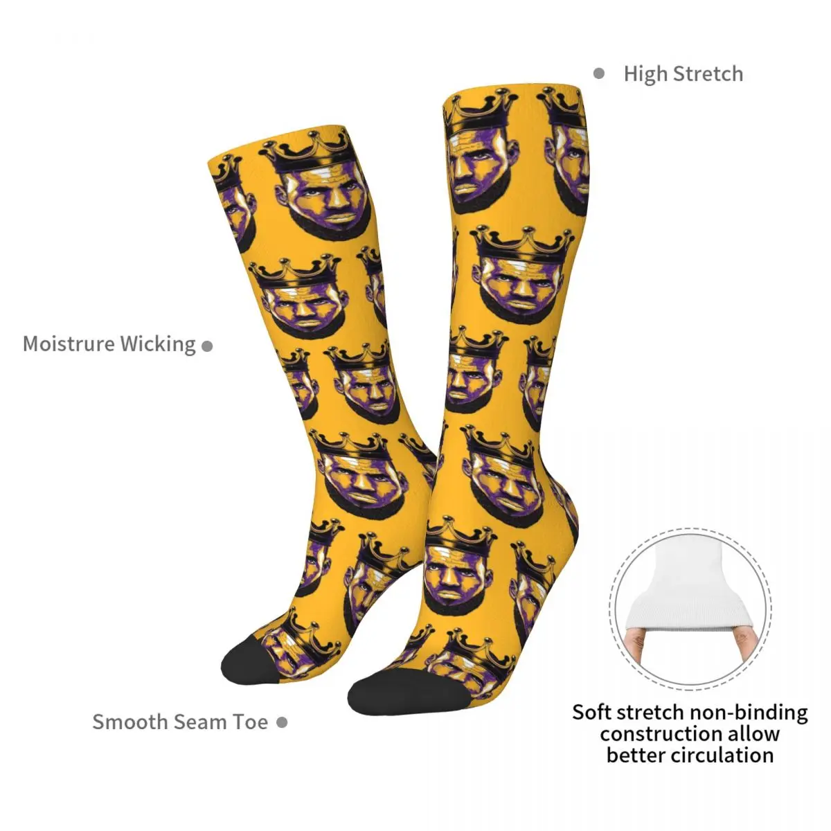 King Lebron James Socks Harajuku High Quality Stockings All Season Long Socks Accessories for Man\'s Woman\'s Christmas Gifts