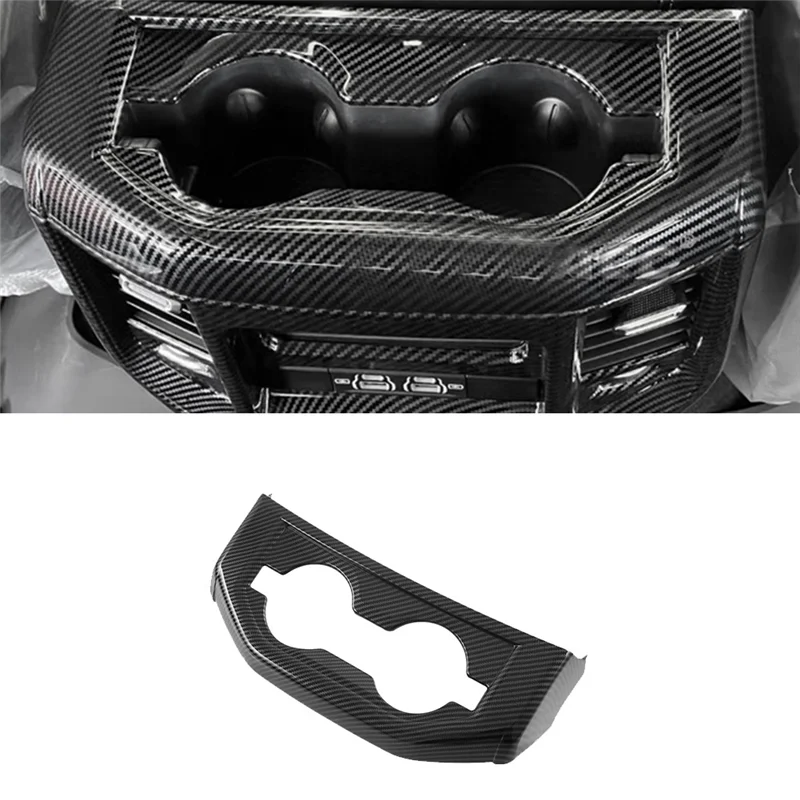 

AS-Car Armrest Box Cup Holder Trim Frame Parts For Dodge Ram 1500 TRX T-Rex 2023- Rear Water Cup Panel Cover Interior Decoration