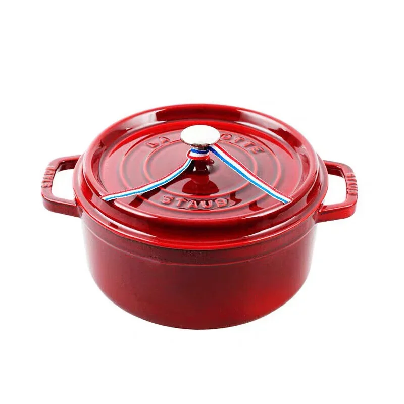 Dutch Oven Cast Iron Pot: 24 Cm Enameled Casserole, High-Quality Home Cooking Set, Cast Iron Casserole