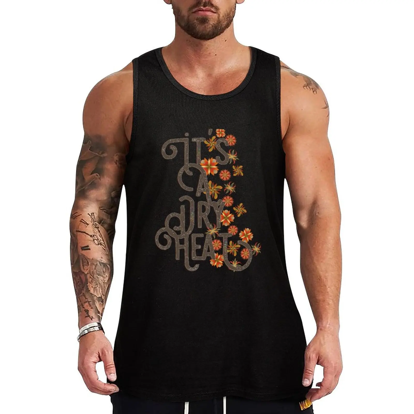 It’s a dry heat brown by Heather Nafe Art Tank Top Bodybuilding Fitness Tank Top Sleeveless Gym Shirt