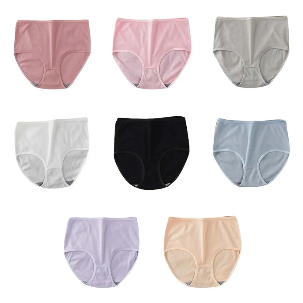 8Pcs High Waist Women Panties Set Underwear Random Color Large Briefs 8PCS Elastic Big Size Underpants Middle Aged