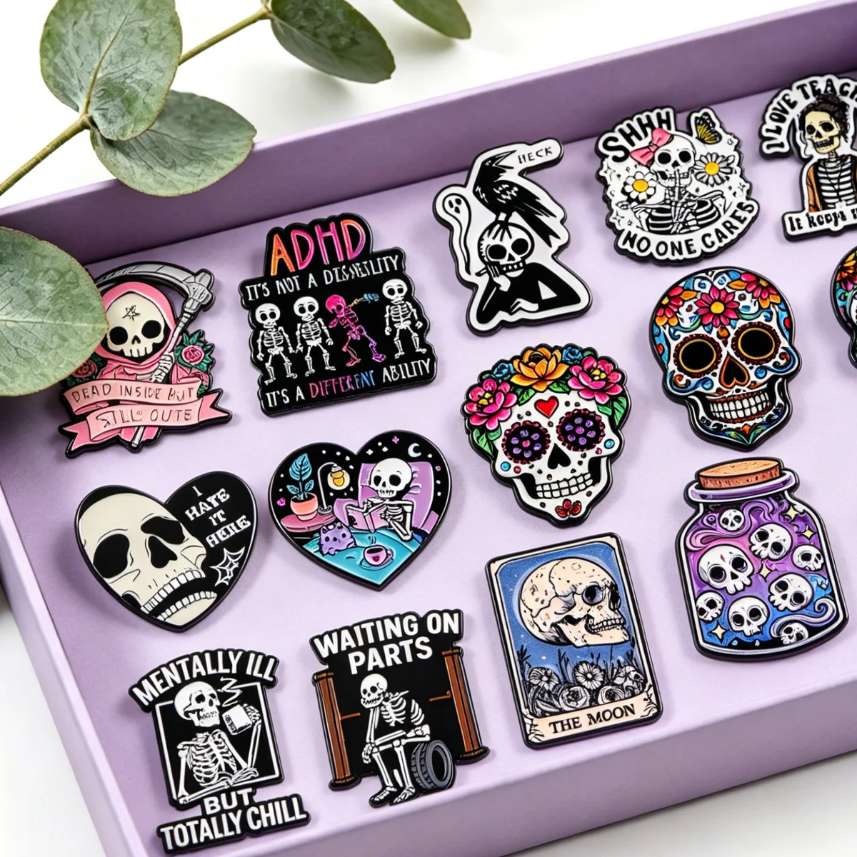 Cool Gothic Skeleton Enamel Pins Mexican Sugar Skull Lapel Pins Badge on Backpack Costume Accessories Fashion Jewelry Gifts