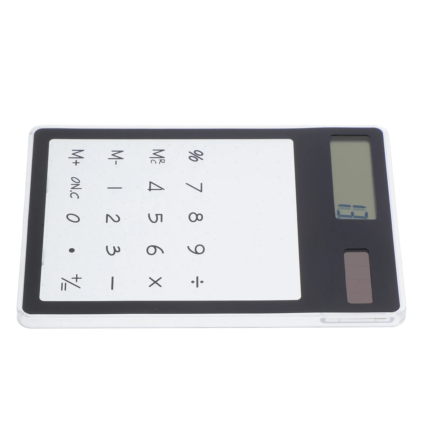 

Solar Powered Calculator Black 8 Digit Display Transparent Touch Panel Portable Lightweight for Home Office School