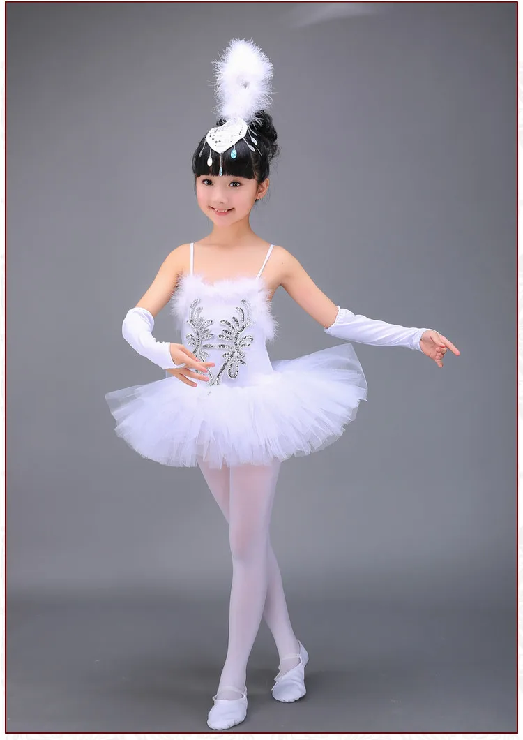 White Ballerina Dancing Costumes For Kids Tutu Dancewear Professional Girls Swan Lake Dance Dress Performance Ballet Dress 1Set