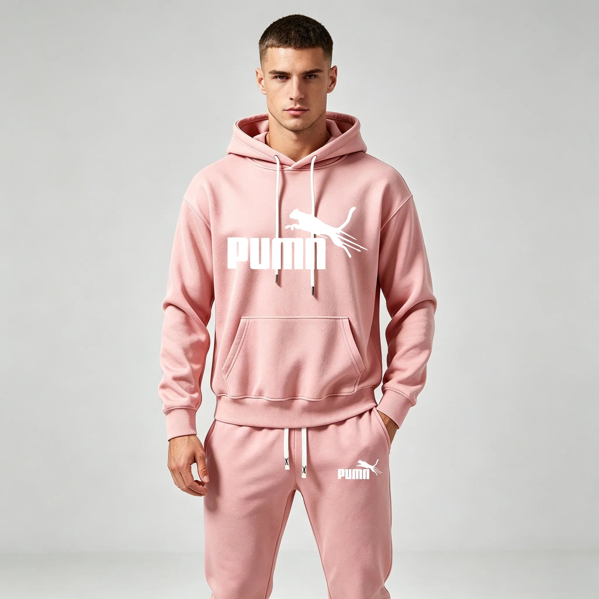 Men's Pieces Tracksuit Letter Print Hoodie+Jogger Pants Set Casual Streetwear Hooded Sweatshirt Suit Autumn Winter Sports Men gallery 4