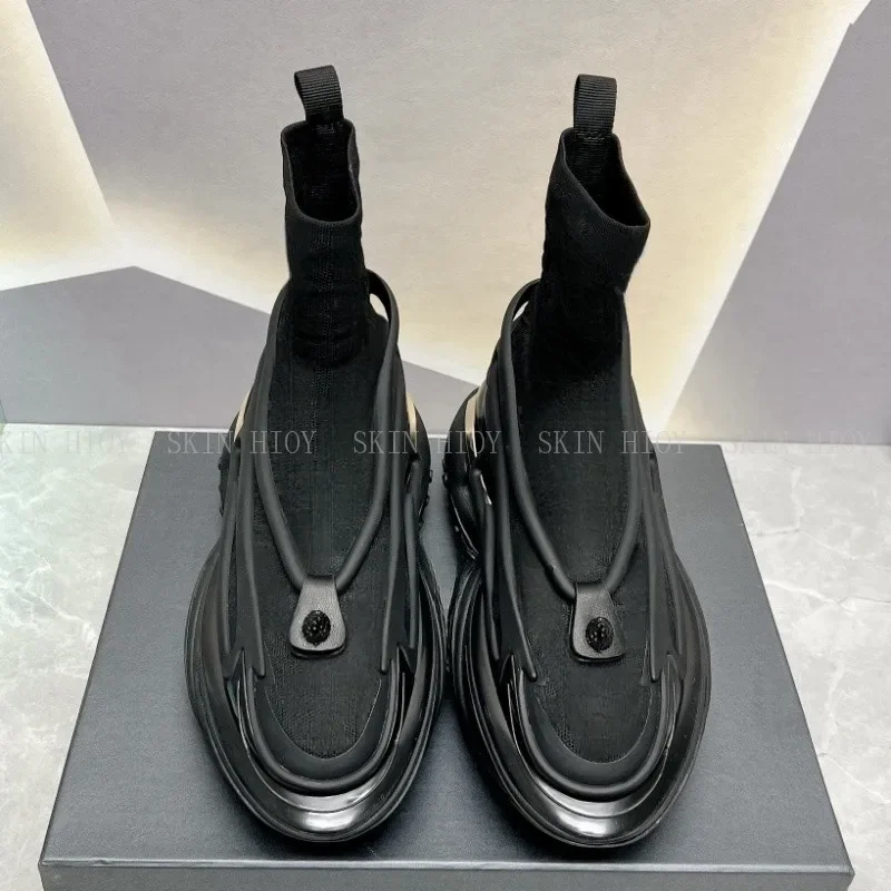 Plus Size 35-46 Fashion Men Boots Short Winter Shoes  Top Quality  Lace Up Metal knitted  Black Woman Ankle Booties Man Shoes