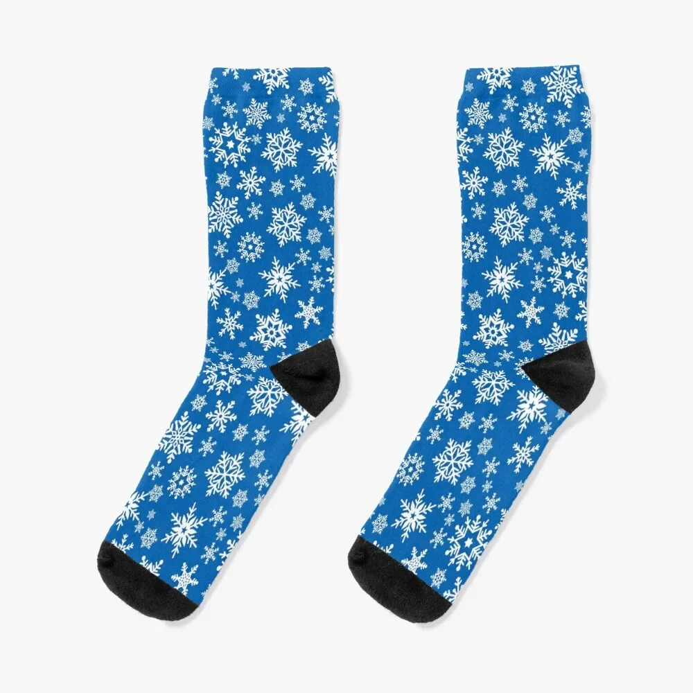 Chaussettes flocon de neige bleues pour hommes et femmes, coton, haute qualité, cadeau de gym