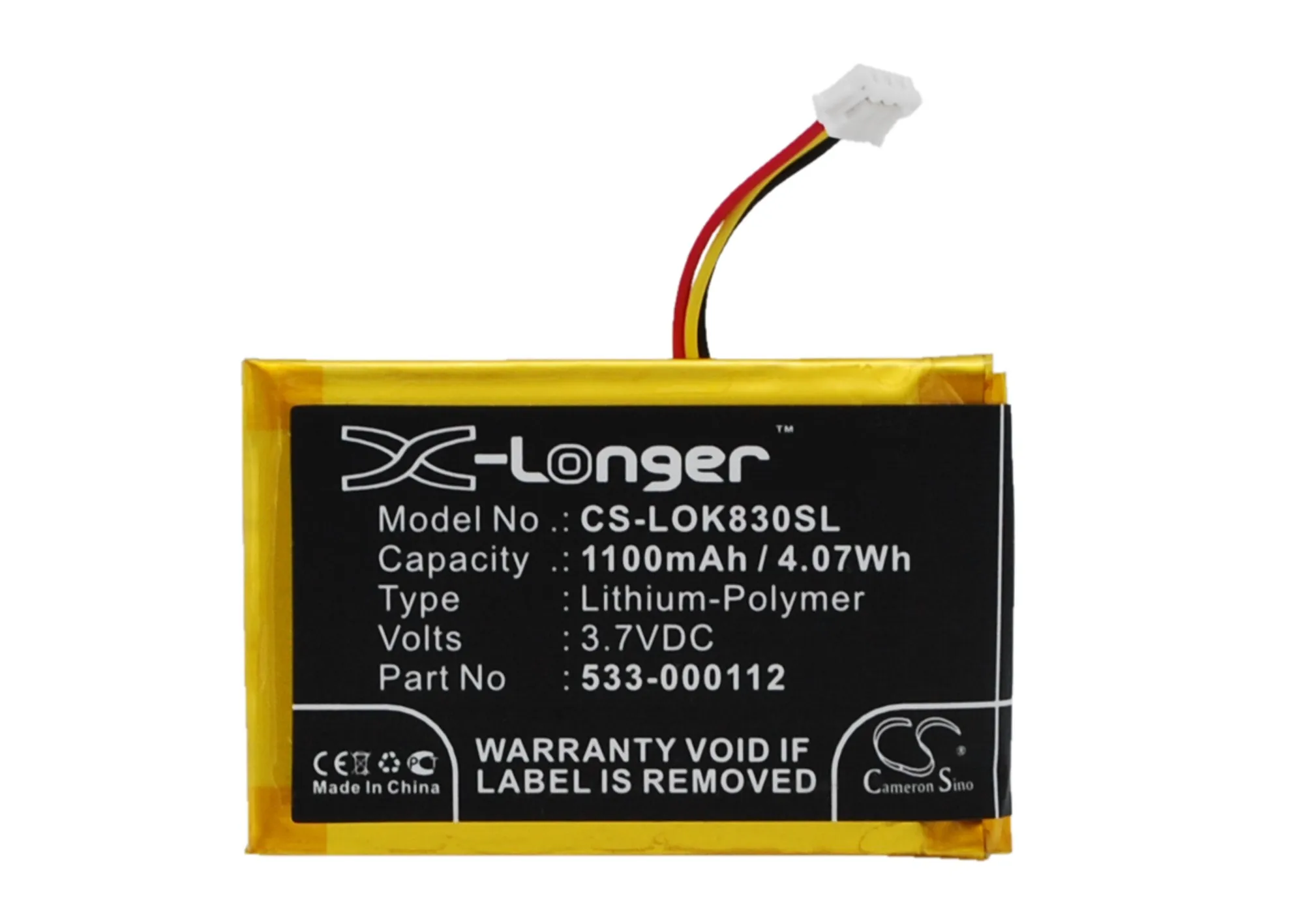 

100% NEW 1100mAh Keyboard Battery 533-000112, L/N 1406 for Logitech IIIuminated Living-Room Keyboa, K830