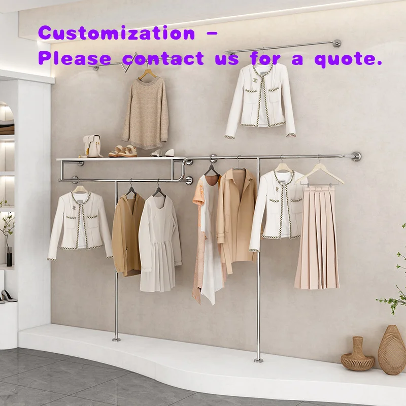 

custom.Modern Stainless Steel Laminated Clothing Store Display Rack with Customizable Layout Design Women's Clo