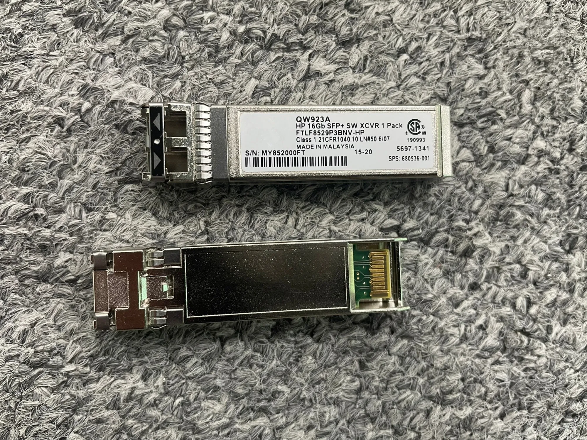 

16G SFP Module Transceiver QW923A 680536-001 AFBR-57F5AMZ-HP1 FTLF8529P3BNV-HP Used For SN1100E 16Gb FC HBA C8R39 719212-001