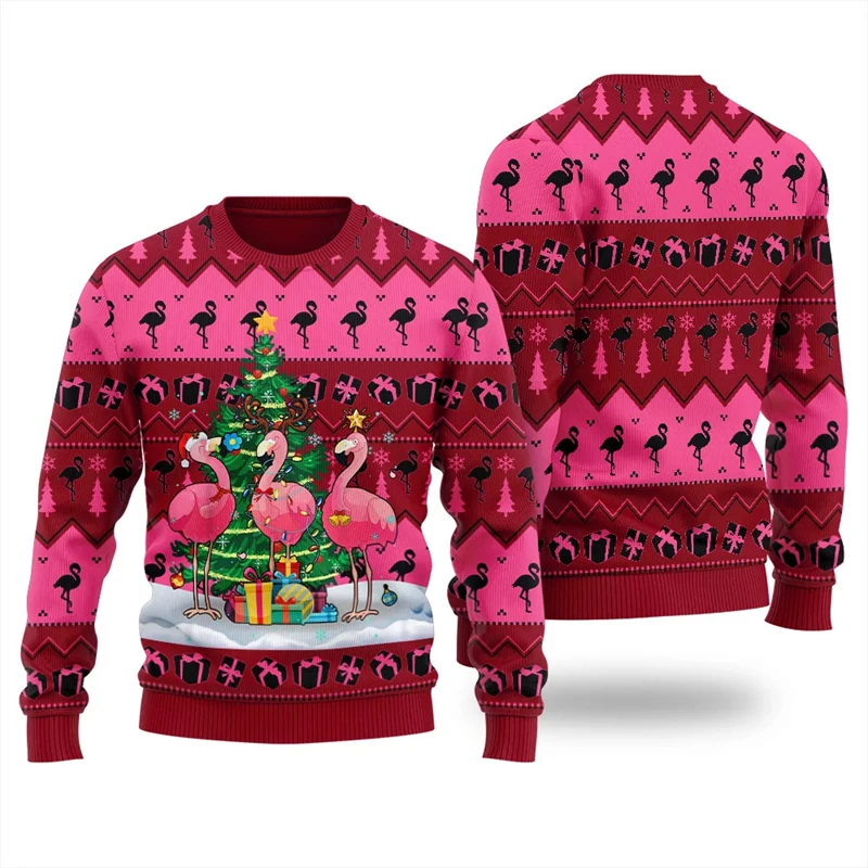 Fashion Flamingo Ugly Christmas Sweater Trend Holiday Xmas 3D Printed Men Women Sweatshirt Casual Streetwear Couple Pullovers