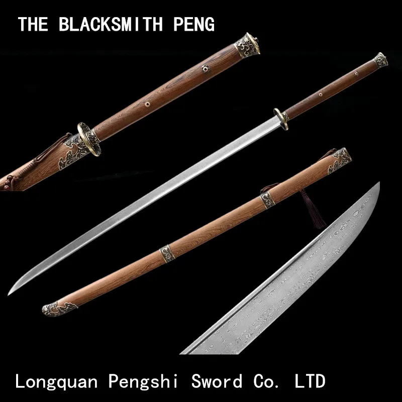 

Chinese Hand-forged patterned steel seedling knife/Two-handed sword/Qi family knife/Martial arts Tai Chi Bagua Swords/Long knive