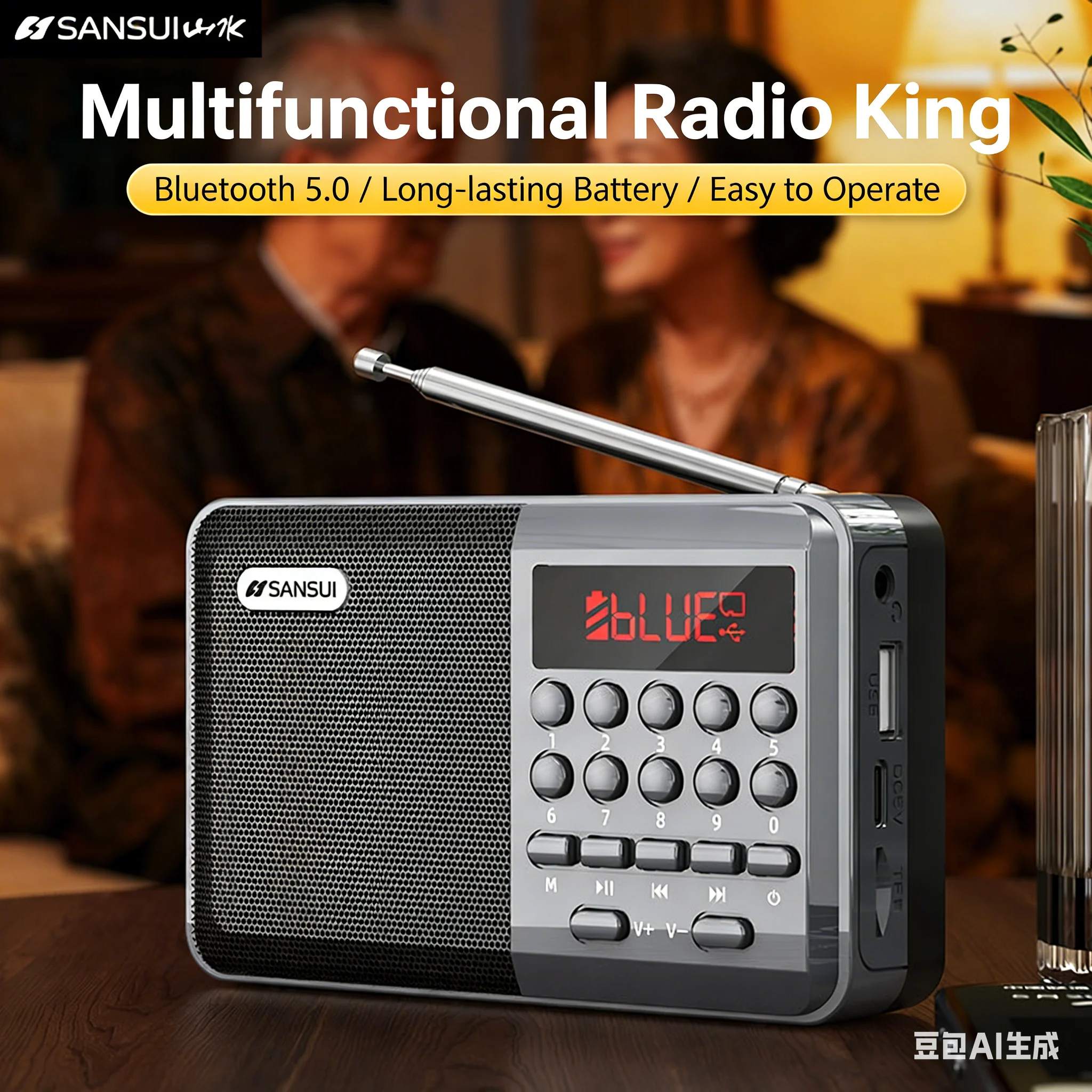

Мини-радиоприемник FM с Bluetooth-колонками, портативный многофункциональный аудиоплеер, аккумулятор 1200 мАч, цифровое воспроизведение по запросу, функция сохранения настроек при отключении питания