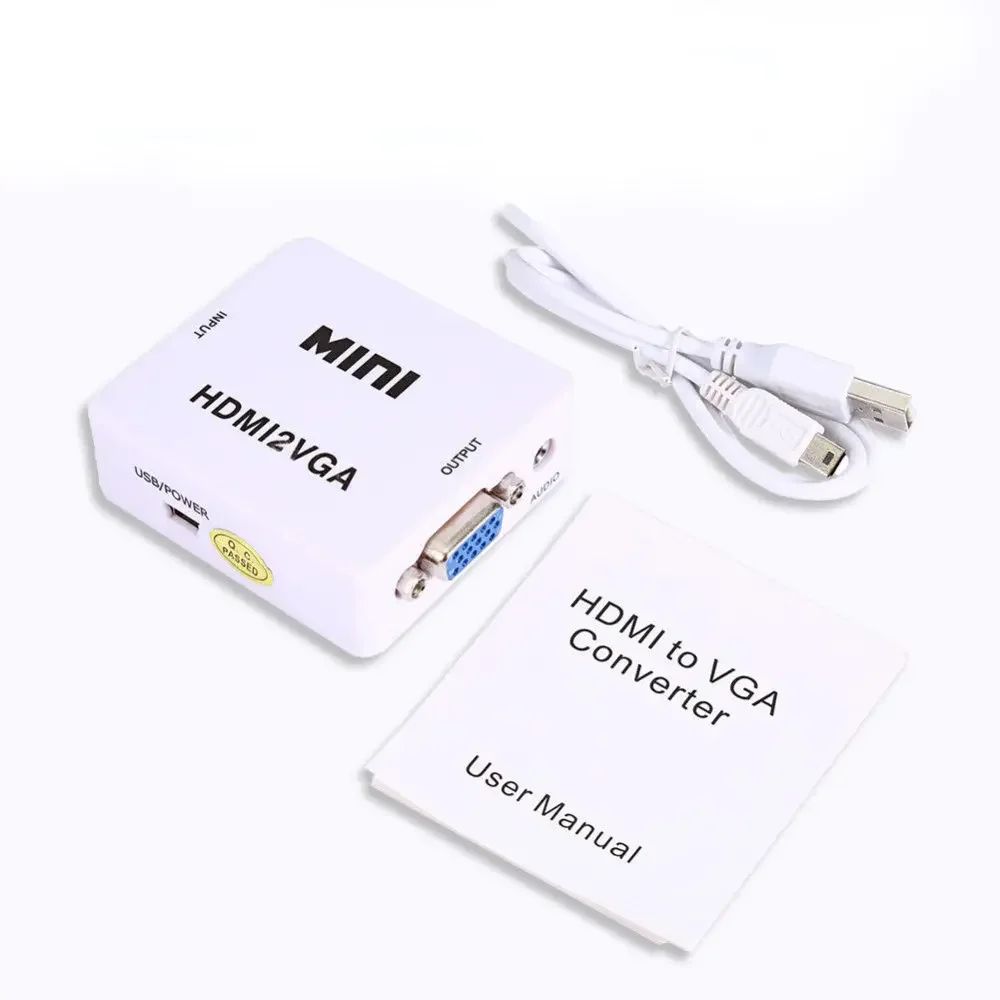 

Mini Full 1080P HDMI-compatible to VGA Converter Audio HDMI2VGA 1920*1080@60Hz Adapter Connector For PC Laptop to HDTV Projector