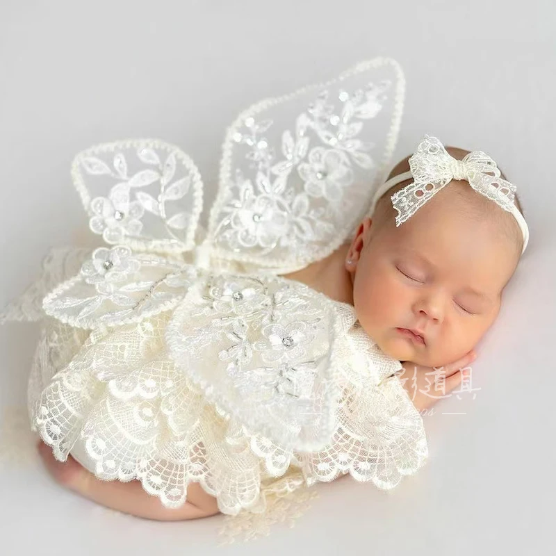 Puntelli per fotografia neonato per ragazze fatti a mano con ali di farfalla ad angolo di diamante stile fata per decorazioni per servizi fotografici in studio