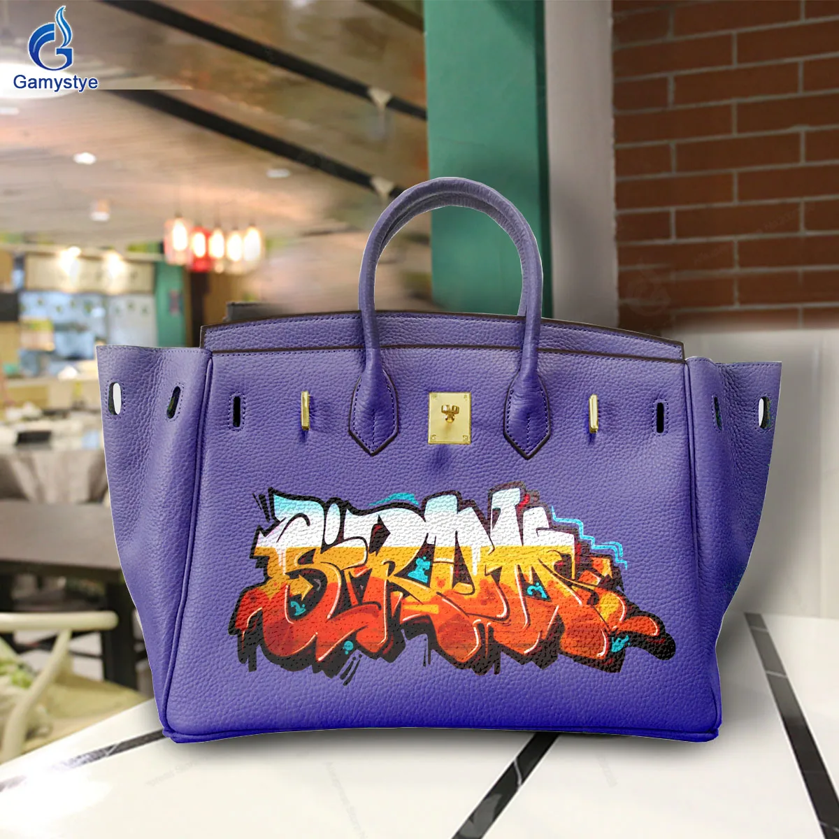 Art Print Colorful and cute graffiti in English Customize Totes Ladies purses and handbags Messenger Clutch Totes Big Capacity