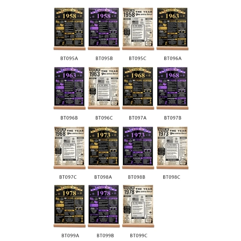 

3pcs Acrylic Table Sign with Stand Back in 1963 Poster for Birthday Party Gift