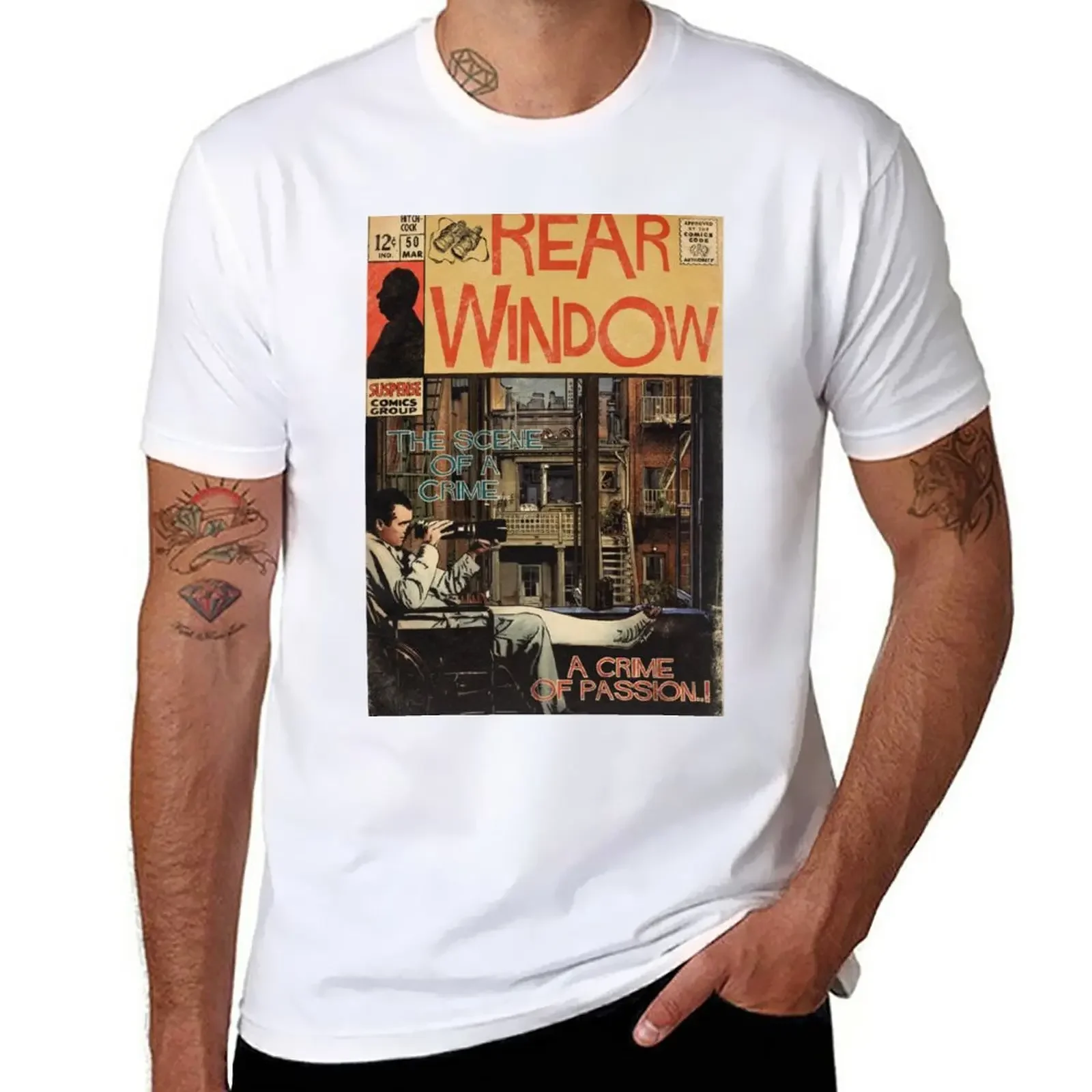 

Rear Window - Alfred Hitchcock Comic Book Fan Art T-Shirt summer top customizeds t shirt men