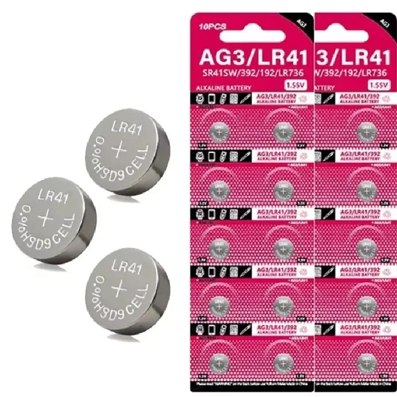 10-100PCS AG3 LR44 1.55V Button Batteries SR41 192 L736 384 SR41SW CX41 LR41 392 Lamp Chain Finger Light Watch Cell Coin Battery