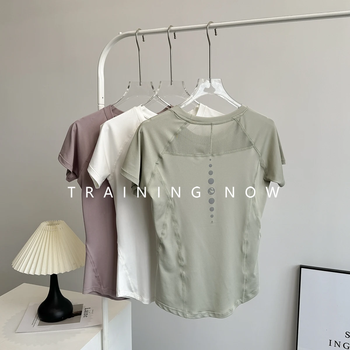 

Спортивная футболка с короткими рукавами, женская летняя одежда для йоги, топы, одежда для бега, фитнеса, дышащая, тонкая и