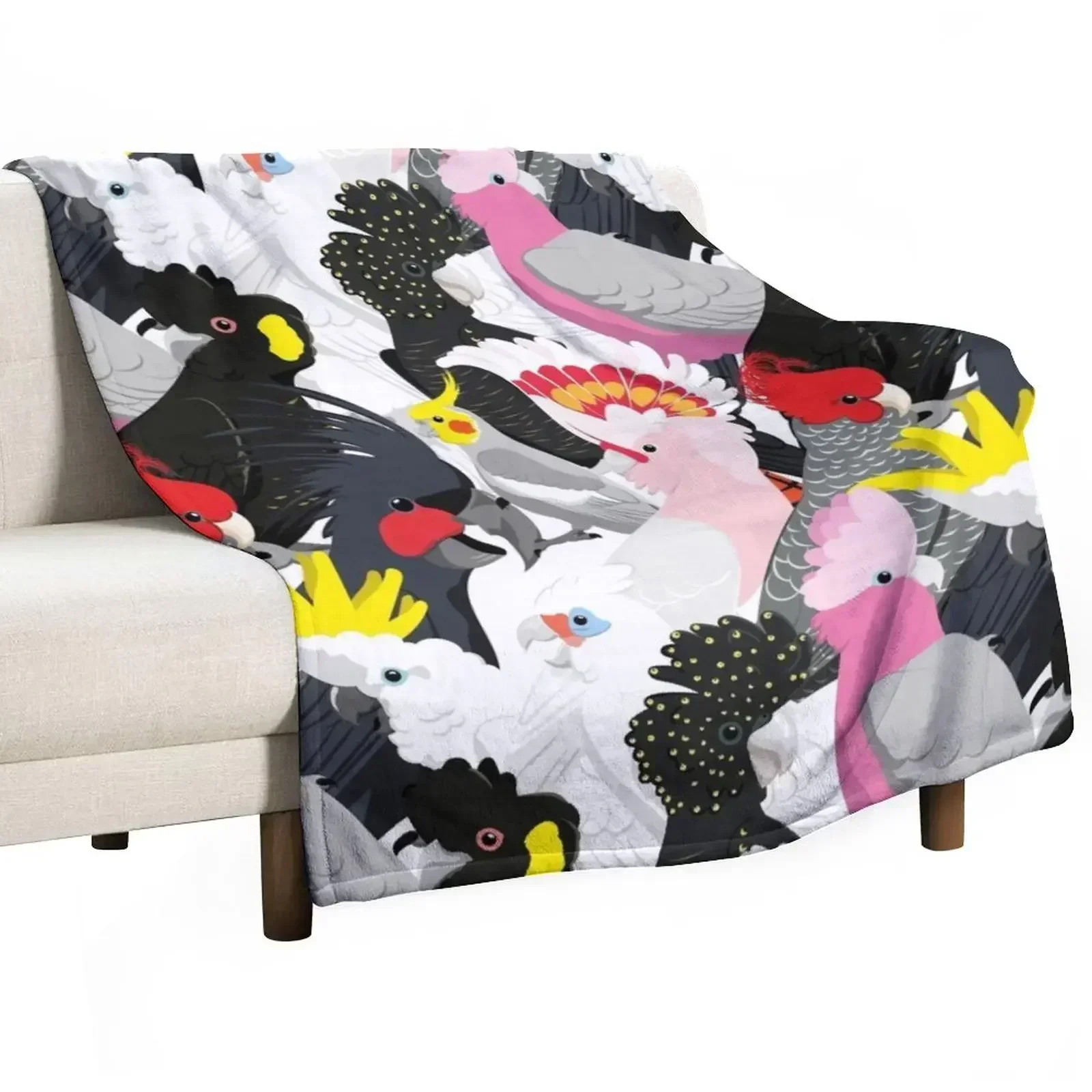 Cockatoo Fest Throw Blanket Sofas blankets ands Blankets For Sofas Flannel Fabric decorative Weighted Blankets