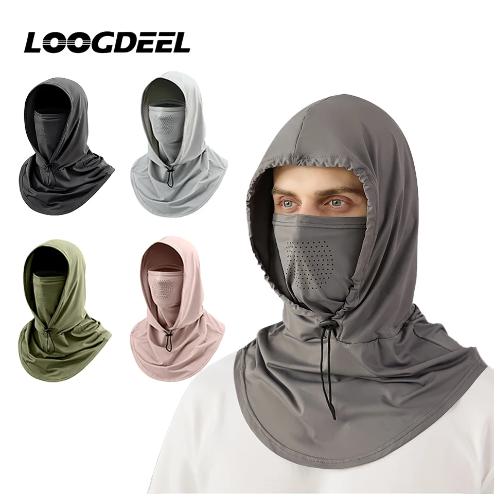 LOOGEEL-bufandas para escalada de montaña, gorros de protección solar transpirables, capucha para deportes al aire libre de seda helada, máscara para senderismo