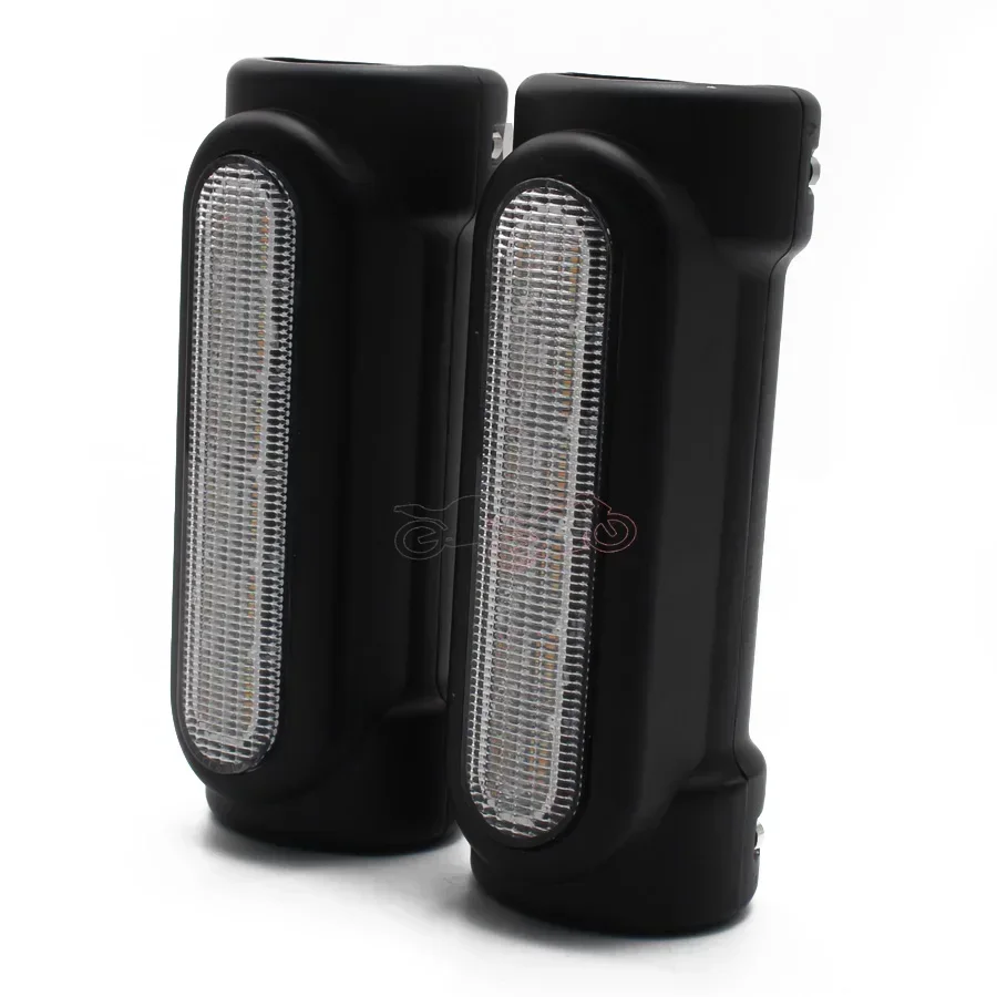Black Motorcycle Highway Bar Switchback Turn Signal Light White Amber LED For Crash Bars for Harley Touring Model