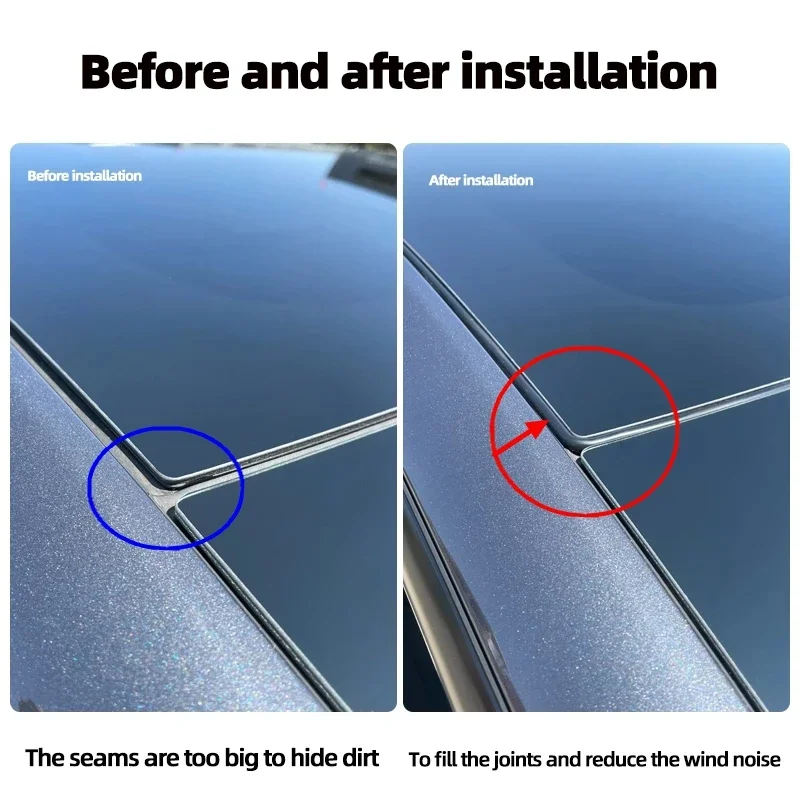 Seal Strip Rubber Kit for Tesla Model 3 Y Juniper Highland 2025 Roof Wind Guard Noise Reduction Sealing Sticker Skylight Sunroof view 2