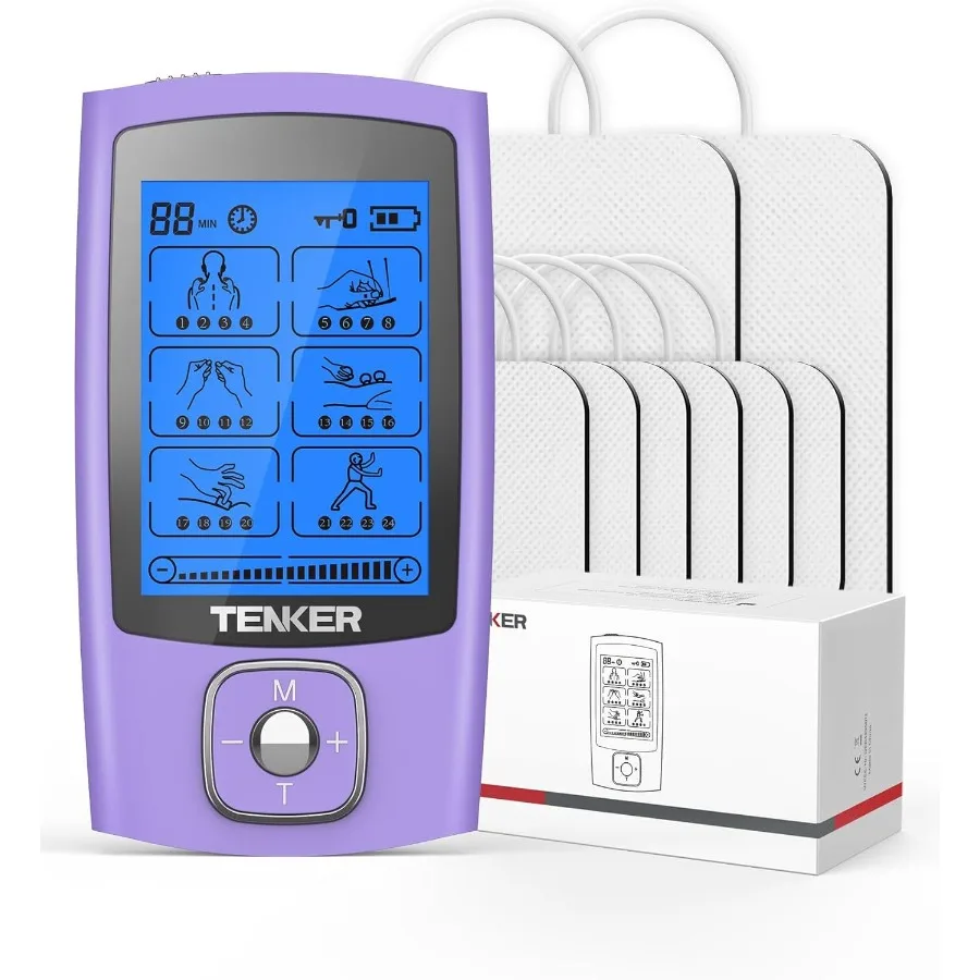 

TENKER TENS Unit Muscle Stimulator 24 Modes TENS EMS Machine for Pain Relief Therapy Pain Management Rechargeable Electronic Pu
