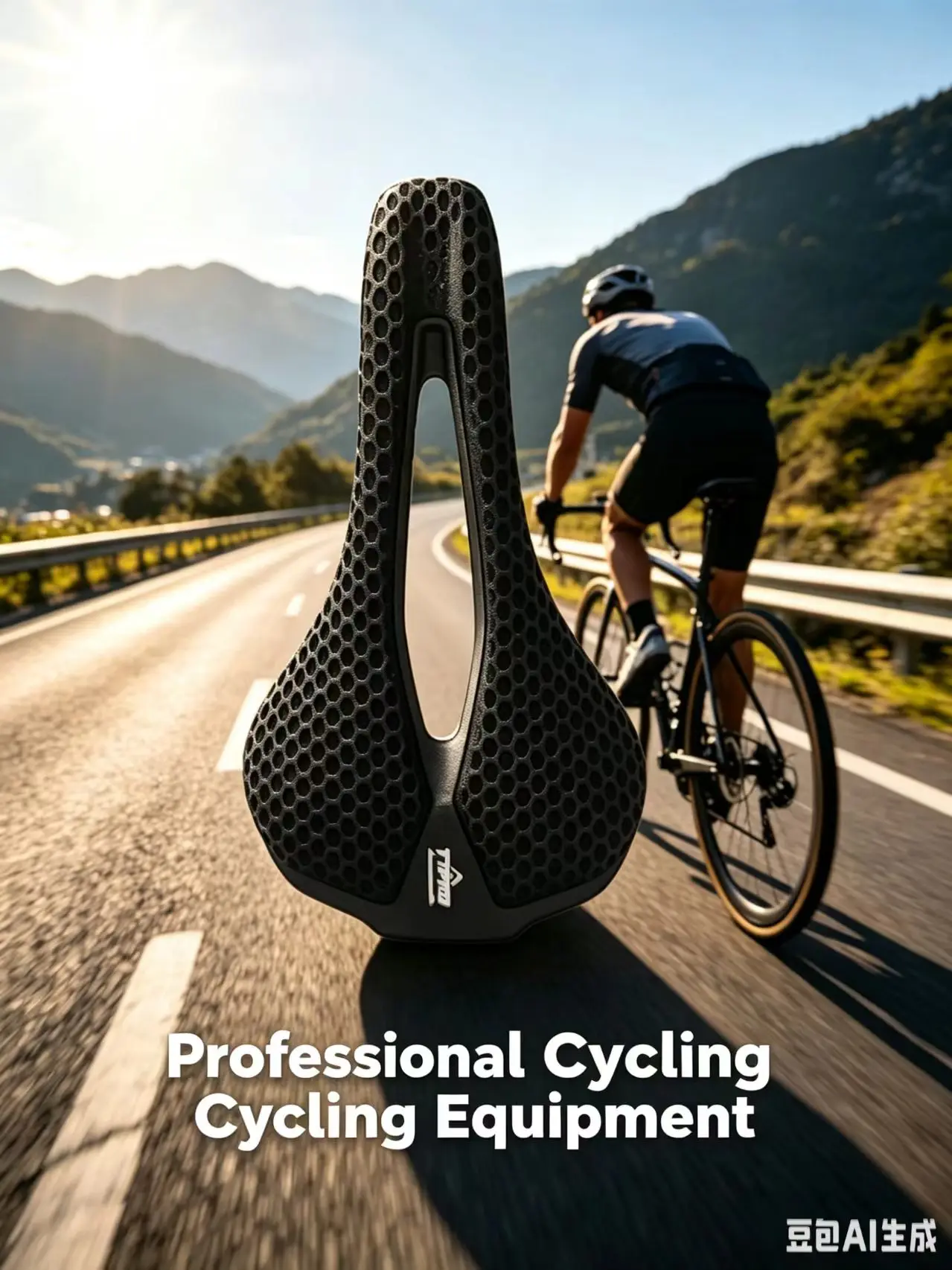 

TTPRO 3D Printed Bicycle Saddle,Carbon Fiber Mountain Bike Short Nose Seat Cushion,Hollow Breathable Comfortable Lightweight Sea