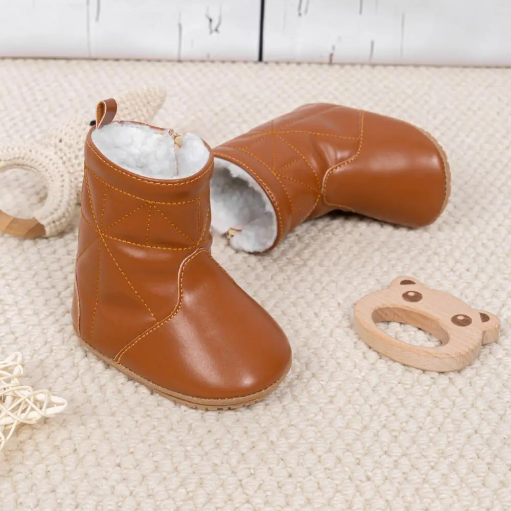 حذاء أطفال قطيفة مضاد للانزلاق من Meckior ، أسفل سميك ، جوارب دافئة ، قاع ناعم ، مريح ، حذاء ثلج للأطفال الصغار ، شتاء