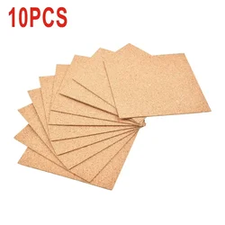 Brand New Durable Practical Cork Mat 10Pcs Backing Coasters Cork Mat Self-adhesive Sheet Square 100 X 100 X 1mm