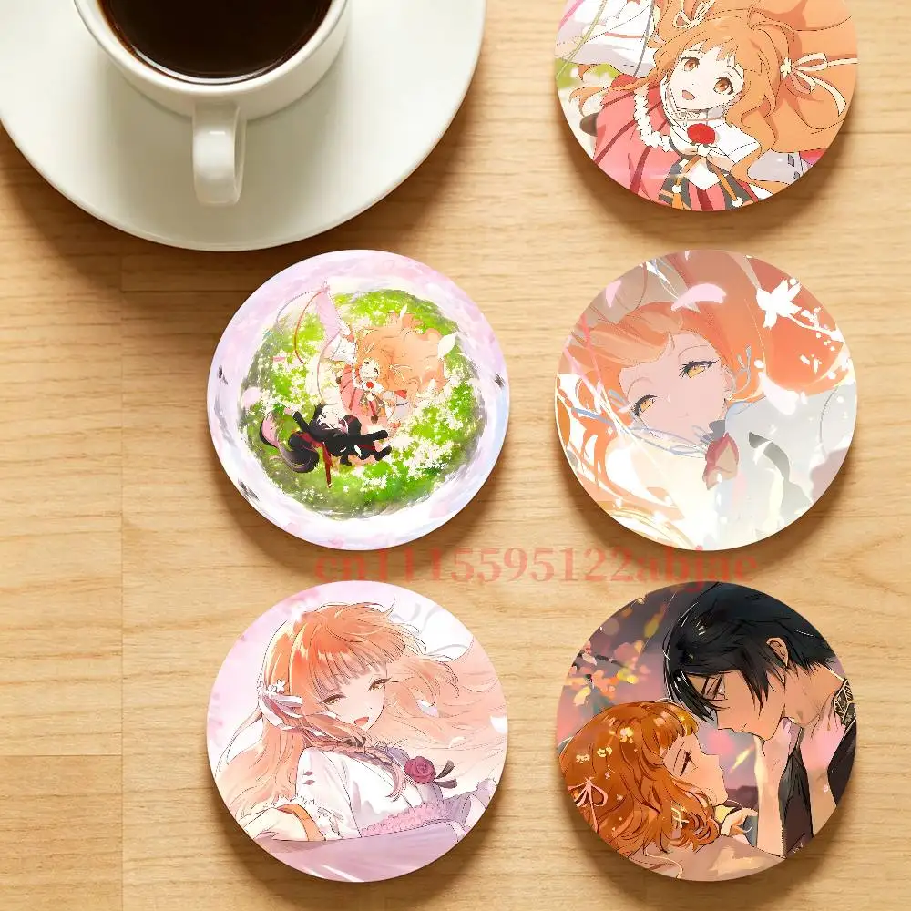 a-agents of the four seasons Kayo Hinagiku Round Wooden Coaster Decorative Coffee Cup for Use in Coffee Shops Bars