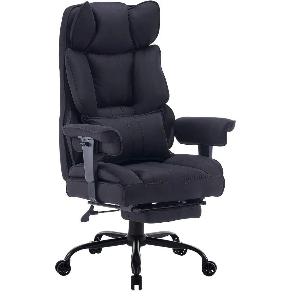 

Fabric Office Chair, Big and Tall Office Chair 400 lb Weight Capacity, High Back Executive Office Chair with Foot Rest, Ergonom