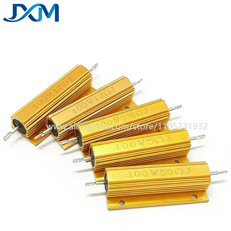 1pcs RX24 100W Aluminum Power Metal Shell Case Wirewound Resistor 0.01R~300K 1 4 5 6 8 10 20 33 47 200 330 500 1K ohm Resistance