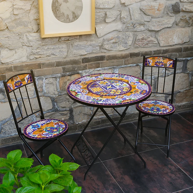 European Wrought Iron Casual Tea Drinking Table And Chairs Set for Outdoor American Courtyard Balcony Garden Furniture