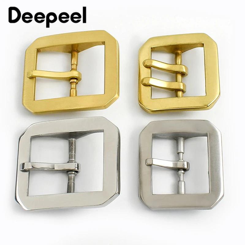 40mm masculino puro cobre pino fivela de aço inoxidável cintura fecho calças único/duplo pinos cinto gancho diy couro artesanato acessórios