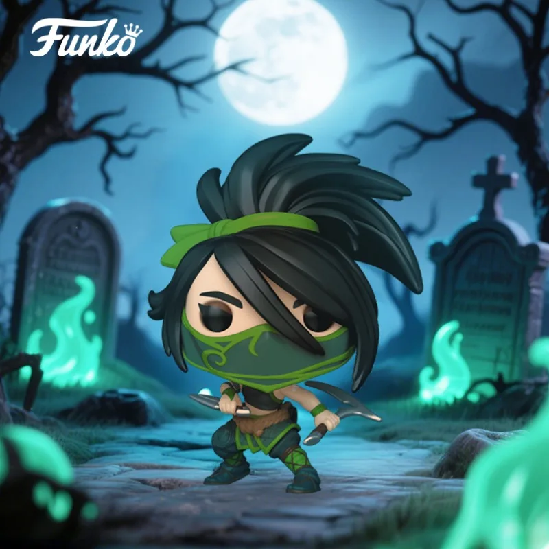 Funko POP الأصلي حقيقية LOL Jhin 1081 يون 1082 Akali 1080 ألعاب شخصيات الحركة للبنين بنات هدية تحصيل نموذج الحلي