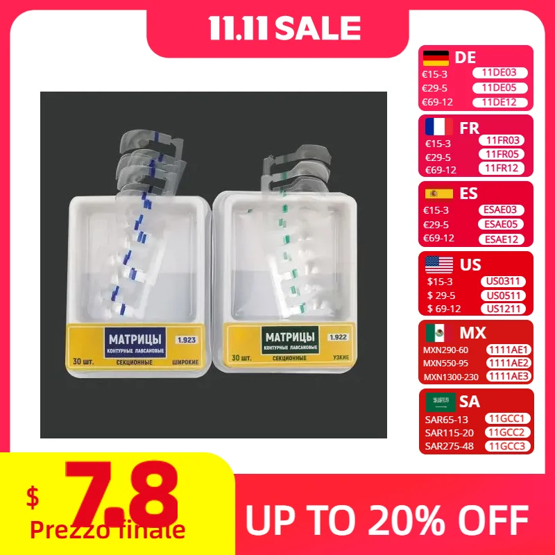 

30pcs/boxDental Transparent Sectional Contoured Matrices Width 7mm Narrow 5mm Matrix Polyester Russian Matrices Dentist Tools