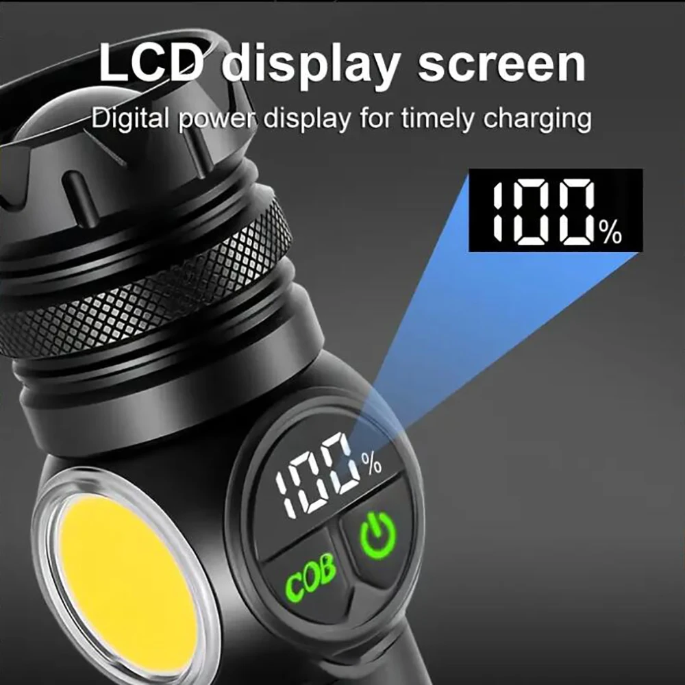 High Power Tactical Rechargeable Led Flashlight Long Range 80W Powerful Lantern Usb Rechargeable Emergency Magnet Camping Torch